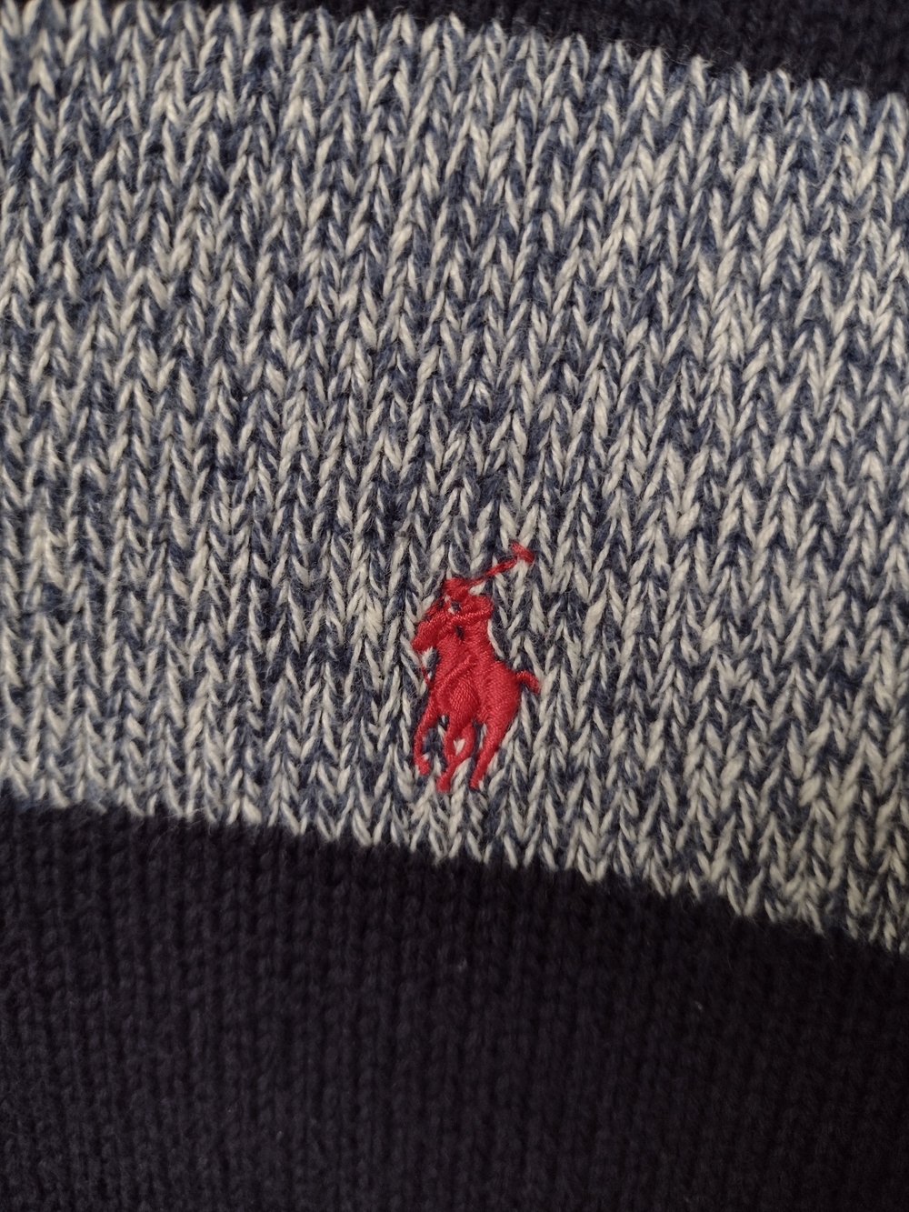 Polo Ralph Lauren Sweater Boys L(14-16) Blue Gray Pull Over Striped Red Pony - Picture 2 of 10